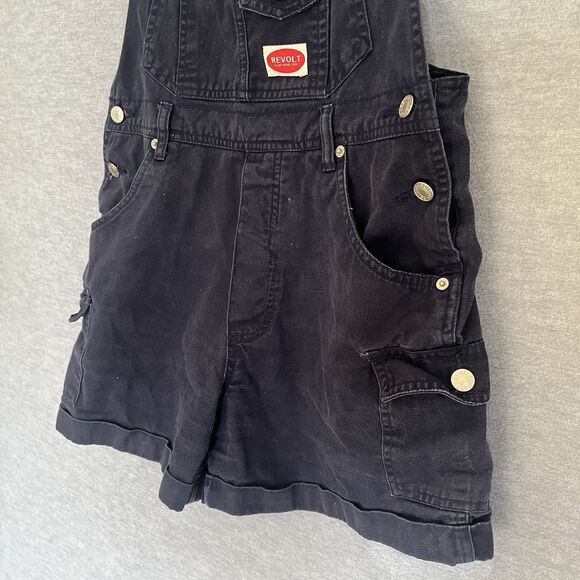 Revolt Y2K Blue Shortalls Womens Medium Shorts Jeans Denim Overalls Vintage 90s - Picture 3 of 10